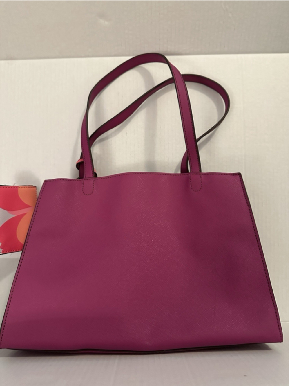 Trina Turk Magenta Tote Satchel Handbag w/ Hanging Coin Purse - Picture 4 of 9